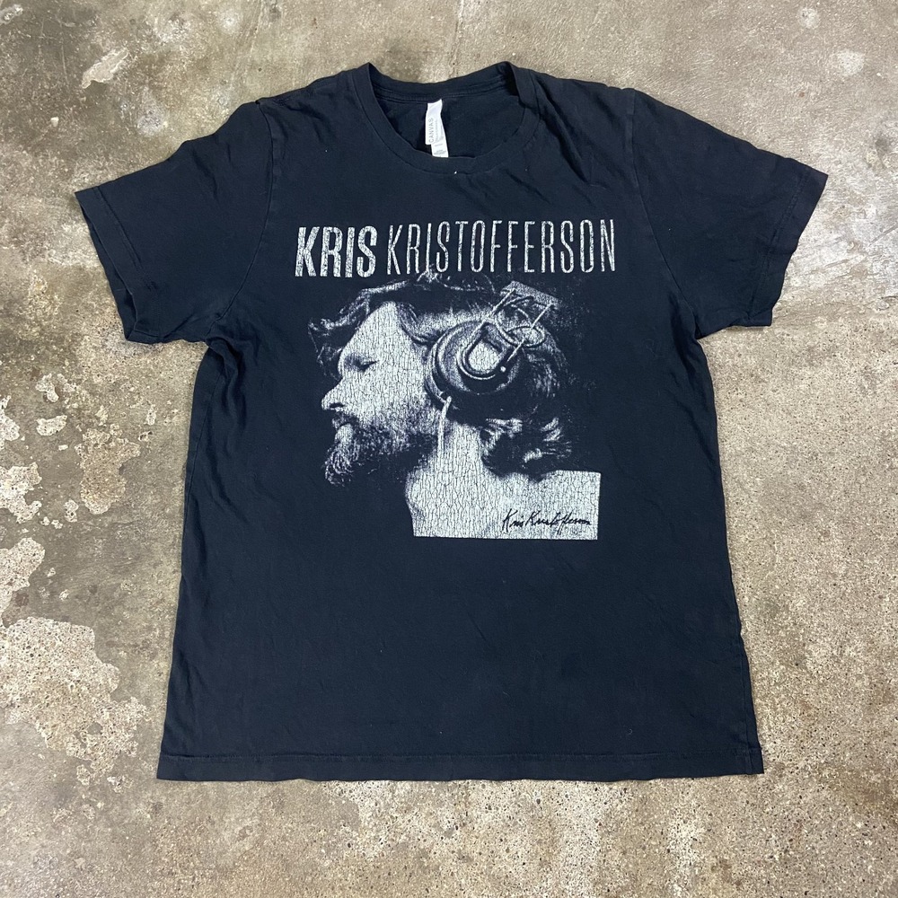 Kris Kristofferson T-Shirt Size Large Black Short Sleeve Country Folk Graphic